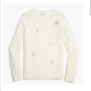 J. Crew Factory Sequin snowflake teddie sweater BC540